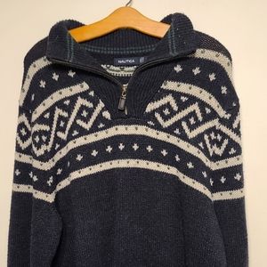 Nautica mens xl half zip wool sweater